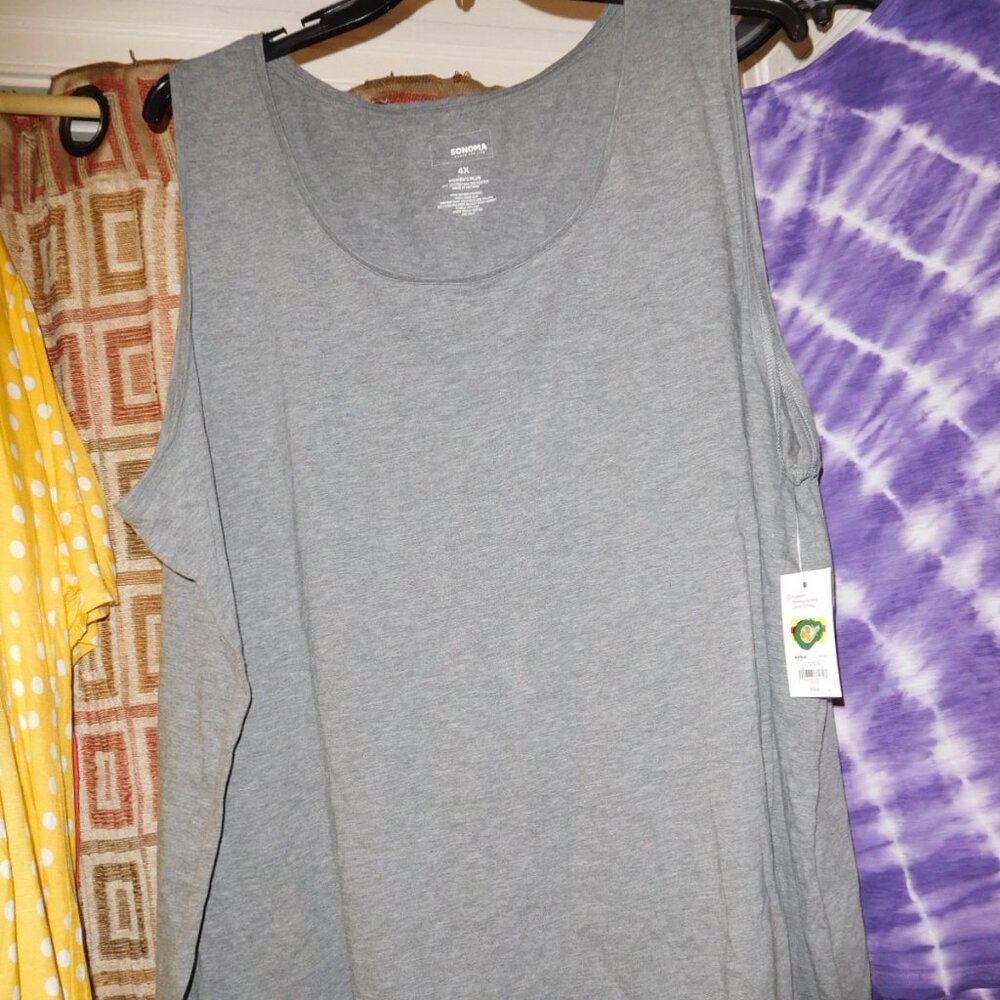 NWT 4X SONOMA GRAY CREW NECK TANK TOP LADIES PLUS